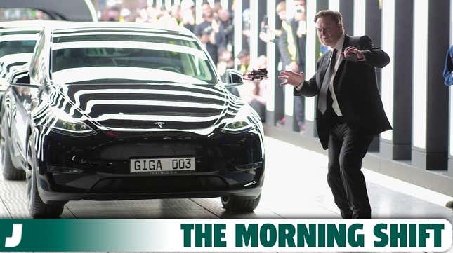 esla CEO Elon Musk attends the official opening of the new Tesla electric car manufacturing plant on March 22, 2022 near Gruenheide, Germany. 