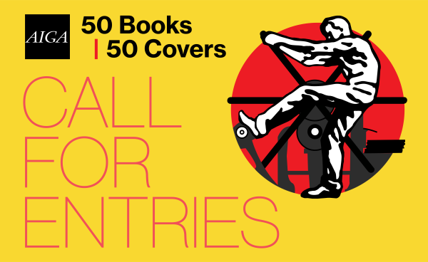 Call for Entries: AIGA 50 Books | 50 Covers of 2024 identity. The words Add your creation to the stacks in big letters at the bottom and the AIGA logo and the words 50 Books | 50 Covers near the top